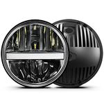 7 inch LED Headlight Round 6024 led headlight with Amber White DRL DOT E-MARK Approved Hi/lo Beam and 6000K/3500K DRL lamp, UNI-SHINE J004A-pair