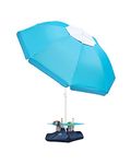 OutdoorMaster Beach Umbrella with Sand Bag - 6.5ft Beach Umbrella with Sand Anchor, UPF 50+ PU Coating with Carry Bag for Patio and Outdoor (New Version-Turquoise with Cup Holder)