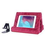 Tablet Stand Multi-Angle Tablet Pad Stand Lazy Holder Stand Soft Pad Stand Tablet Cushion Stand With Net Pocket & Black Phone Stand For Lap, Knee, Sofa and Bed Universal Phone Pad Stands(Wine Red)