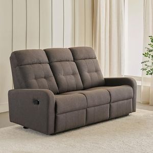 Home Centre 3 Seater Helios Toledo Fabric Recliner| Fabric Recliner| (Brown) |1 Year Warranty