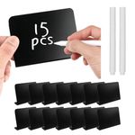 15Pcs Mini Chalkboard Signs,Small Food Labels for Buffet with 2 Pens,Price Tags for Display Food Pricetags Message Board(10 X 7.5CM)