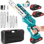 Brushless Electric Mini Chainsaw Cordless 6inch with 4000mAh (2 x2000mAh) Battery and 21V Charger, Chain Saws for Men Women Cutting Trimming Trees Wood