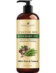 Handcraft Blends Castor Oil with Rosemary Oil - 236 ml - 100% Pure and Natural - Premium Grade Carrier Oil, Hair and Body Oil - for Hair, Eyelashes and Eyebrows - Hair Relaxer for Tight Curls