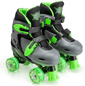 Xootz Roller Skates, Kids Adjustable Quad Skates for Beginners, with Light Up LED Wheels, Multiple Colours and Sizes, Ages 5+
