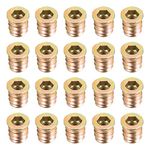 sourcing map Wood Furniture M6x13mm Threaded Insert Nuts Interface Hex Socket Drive 20pcs