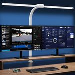 Led Desk Lamp with USB Charging Port Architect Task Dual Lamps for Home Office with Atmosphere Lighting, 24W Ultra Bright Modern Flexible Gooseneck Tall Table Light 5 Color Modes for Drafting Reading