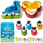 GET FRESH Sandwich Cutters and Sealers for Children – 17-pcs Stainless Steel Sandwich Sealers and Veggie Cutters for Kids – Dino Mouse Metal Bread Decrusters 5 Vegetable Shapes 10 Animal Food Picks