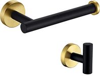 YUET Towel and Toilet Roll Holder Set Bathroom Accessory 2 Pieces Home Paper Tissue & Coat Hook Holders Bar Accessories SUS 304 Stainless Steel Hardware Wall Mounted (Black and Gold)