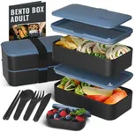 Premium Bento Lunch Box in 8 Modern Colors, 2 Compartments, Leak-proof, Includes Sauce Container, Divider, Cutlery & Chopsticks, 40oz Japanese Bento Box for Adults & Kids, Microwave-& Dishwasher-safe