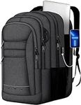 LCKPENG Large Travel Laptop Backpack For Men, Large Travel Backpack For School, Extra Large Lightweight TSA Approved Students Backpack, Computer Bag Bookbag For 17.3 Inch Laptop With USB Port, Black