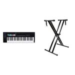 Novation Launchkey 49 [MK3] MIDI Keyboard Controller & RockJam RJX29 Double Braced Adjustable Keyboard Stand with Locking Straps, Black