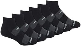 Saucony Men's Multi-Pack Mesh Ventilating Comfort Fit Performance Quarter Socks (6 & 12), Black (6 Pairs), Shoe Size: 8-12