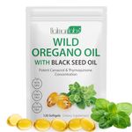 Oil of Oregano Softgels, 2 in 1 6000mg Oil of Oregano with Black Seed Oil 200mg, Oregano Supplement Capsules, Non-GMO, Gluten Free, 120 Softgels