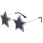 Woeoe Rimless Star Shape Sunglasses Rhinestone Glasses Women Diamond Crystal Sunglasses Costume Party Accessory​