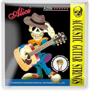 Alice Acoustic Guitar Strings Set - 6-String for Beginner, Briliant Steel Copper Alloy in Phosphor Bronze Color, 1 Pack (A206 Super Light)