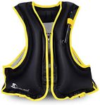 VENNERLI Inflatable Jacket Swimming Waistcoat Kayak Fishing Snorkeling Buoyancy Jacket Swimming Jacket Brightly Coloured Vest Suitable for Water Sports Adults Only (BLACK)