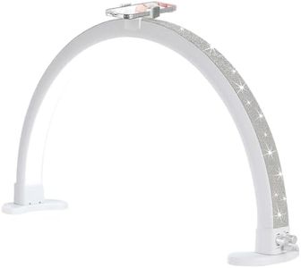 Half Moon Light with Phone Holder, 29 in 48W Nail Desk Lamp, Lash Light for Eyelash Tech, Makeup, Tattoo, Spa, Salon, Nail Tech Lamp with Stepless Dimming & Color Temperature(White)