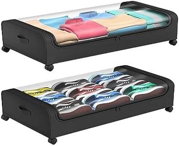 ROUTTOON Under Bed Storage, Under the Bed Storage Containers with Wheels, Under Bed Shoe Storage Organizer with Storage Bags, Rolling Underbed Storage Containers for Bedroom Clothes Shoes