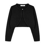 Bolerose Girls Long Sleeve Cardigan Childrens Kids Bolero Shrug (Black, 13-14 Years)