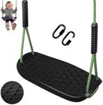 Heavy Duty Swing Seat Non-Slip Tree Swingset with Adjustable Rope and Carabiners for Indoor and Outdoor Playground Backyard Garden Set Accessories,250lb Capacity/Black