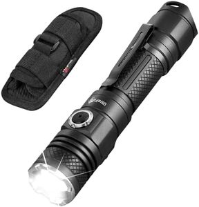 ULTRAFIRE Tactical Flashlight with Holster, 1200 High Lumen Rechargeable LED Flashlight, Zoomable Small EDC Flashlight with Duty Belt Holder Pouch, 6 Modes Bright Flash Light, T4