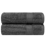 Ample Decor Hand Towels for Bathroom 18 X 28 Inch 600 GSM 100% Cotton, Soft Absorbent - 2 Pcs Gray