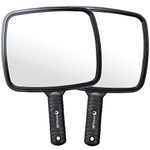 HYOUJIN 2pcs Hand Mirror Handheld Mirror Hand Held Mirror Big Mirrors(7.9" x 12.2") Portable Hand Mirrors with Handle for Barber,Shower,Haircut, Hairdressers,Salon for Women Men Black