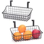 LeleCAT Basket with Hook Grid Storage Basket, Hang it Behind a Door or on a Railing, Over The Cabinet Door, Small, Black,2 Pack