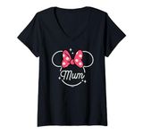 Womens Disney Minnie Mouse Mum Head Icon Magic Mother’s Day V-Neck T-Shirt