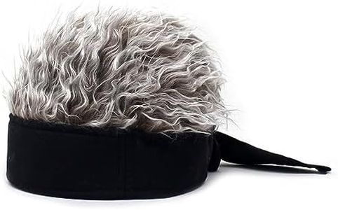 YEKEYI Halloween Novelty Hair Hats Spiked Funny Skull Hat Adjustable Wig Hat with Hair Coffee