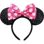 Mouse Ears Headbands Sequin Bow Headband for Women Girls Boys, Shiny Ears for Cosplay Party Decorations Hair Accessories