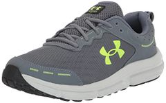 Under Armour Men's Charged Assert 10 Running Shoe, (101) Gravel/Gravel/Lime Surge, 9.5 X-Wide