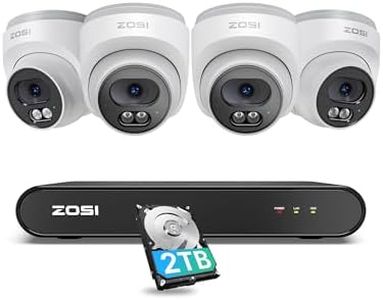 ZOSI C220 8CH 4MP QHD 2.5K PoE Home Security Camera System, 8CH 5MP 3K NVR with 2TB HDD for 24/7 Record, 4 x 4MP(1440p) Dome IP Cameras Outdoor Indoor, Smart AI Human Detection, One-Way Audio