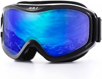 JULI OTG Ski Goggles-Over Glasses Ski / Snowboard Goggles for Men Women & Youth - 100% UV Protection Anti-fog Dual Lens(Black Frame+14%VLT REVO Blue Len)