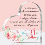 Brikabia 21st Birthday Gifts for Her, 21st Birthday Gifts for Daughter Sister Niece, Happy 21st Birthday Gift Idea for 21 Year Old Women, Personalised Acrylic Keepsake 21st Birthday Decoration