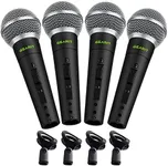 GearIT Dynamic Cardioid Vocal Stage Microphone with On/Off Switch and Mic Clip (Cables Sold Separately) - 4 Pack