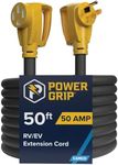 Camco Heavy-Duty 50-Amp RV Extension Cord | Features Power Grip Handles, Copper 6/3 + 8/1-Gauge Wires, and Rated for 125/250 Volts/12,500 Watts | 50-foot (55199)