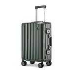 THE CLOWNFISH Stark Series Luggage Polycarbonate Hard Case Suitcase Eight Wheel Trolley Bag with Double TSA Locks- Forest Green (Small Size, 57 cm-22 inch)