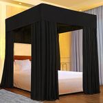 Joylife Canopy Bed Curtains Queen Bed Canopy for Girls, Canopy Curtains and Bed Curtains, Bed Canopy Curtains for Home Decorations (Pure Black, Queen)