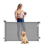 Retractable Baby Gate for Stairs Child Safety Door Extends up to 59" Wide Mesh Baby or Dog Gate Pet Retractable Fence for Stairs, Doorways, Hallways, Indoor and Outdoor