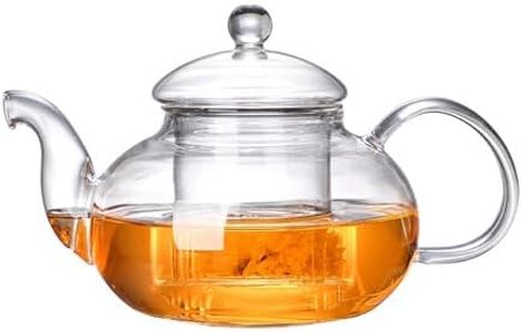 1200ml Glass Teapot with Removable Infuser, Clear Glass Tea Pot Stovetop Safe, Blooming and Loose Leaf Teapots