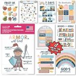 9 Boho Sunday School Decorations For Classroom - Sunday School Posters, Christian Posters, Christian Classroom Decor, Books Of The Bible Poster, 10 Commandments For Kids, Bible Timeline Chart