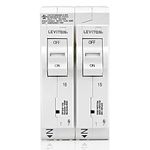 Leviton LSPD1-T Surge Protective Device with Two 15A 1-Pole Plug-On Standard Branch Circuit Breakers, Thermal Magnetic, 120/240 VAC, White