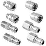 8pcs Pressure Washer Quick Connect Kit, 1/4in Pressure Washer Adapter Set Male & Female Thread Pressure Washer Couplers Fittings Stainless Steel Power Washer Accessories for Garden Hoses Pumps