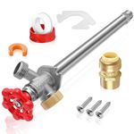Push Fit Frost Free Sillcock, 10" Anti-Siphon Hydrant, 3/4-Inch Hose Bibb x 1/2-Inch Push Adapter, No Lead Brass Valve with Tape & Disconnect Clip, Push-to-Connect