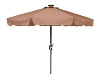 Deluxe Solar Powered LED Lighted Patio Umbrella - 7' With Scalloped Edge Top - by Trademark Innovations (Tan)