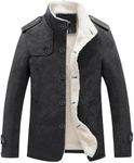 Sun Lorence Men's Stand Collar Wool Blend Single Breasted Pea Coat With Fleece Lined (XX-Large, Dark Grey)