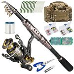 Dr.Fish Fishing Rod and Reel Combos 125-Pieces Telescopic Spinning Pole Reel Fishing Gear Equipment Set for Adult Collapsible Travel Complete Fishing Sets Men Starter Freshwater Saltwater 7FT