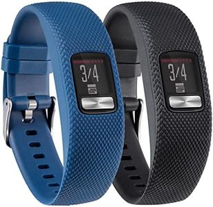 (2 Pack) T Tersely Replacement Band Strap for Garmin Vivofit 4, Soft Sports Silicone Metal Clasp Buckle Wrist Straps Watch Bands for VIVOFIT4 Tracker Women Men (Large/Black+Blue)