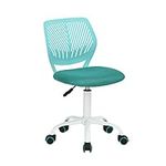 Homy Casa Desk Chair Adjustable Swivel Office Chair Fabric Seat Ergonomic Task Chair without Armrest Turquoise